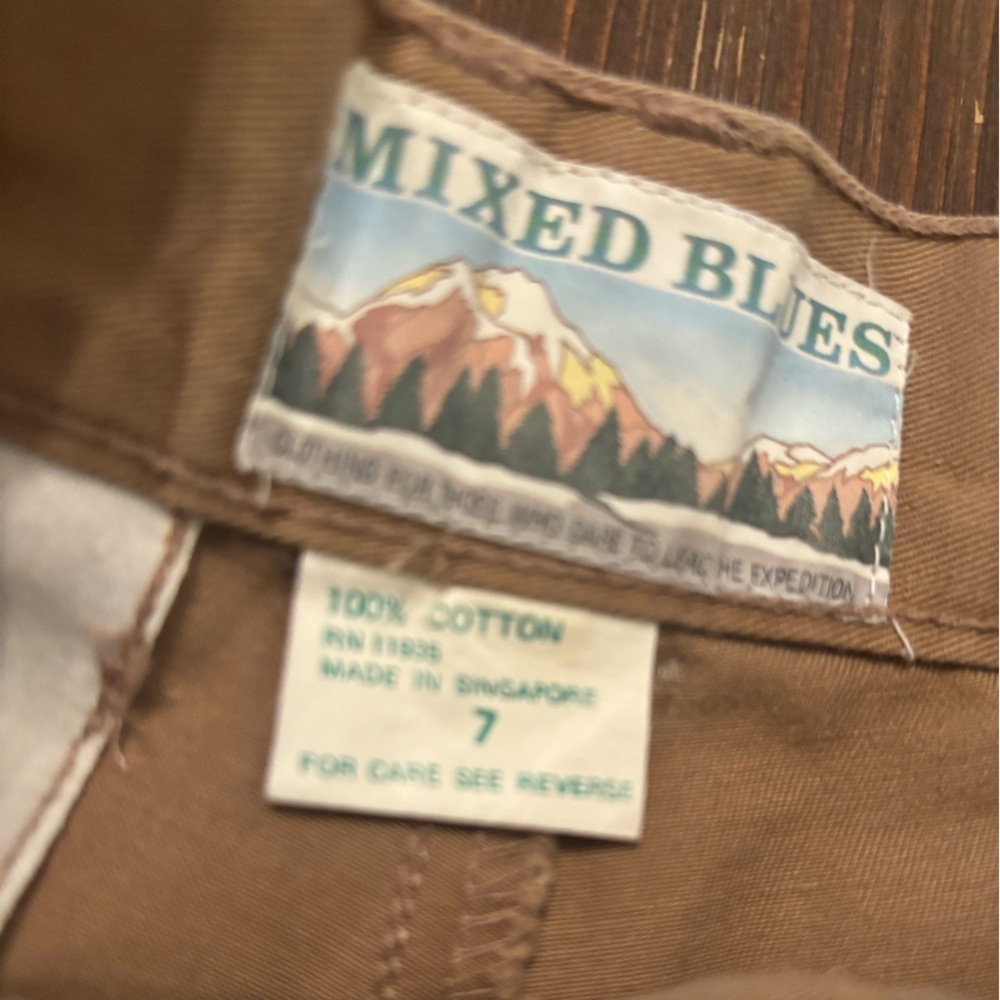 Y2K KHAKI HIGH WAIST CARGO PANTS PLEATED SLIGHT BARREL LEG BY MIXED BLUE SIZE 7 - Picture 7 of 15